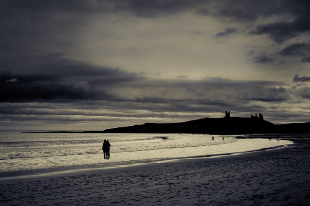 A beach near Bamburgh Castle