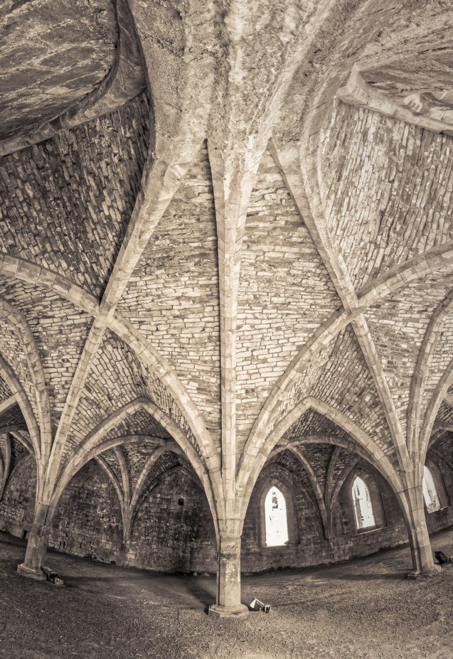 A view of the cellarium at Fountains Abbey